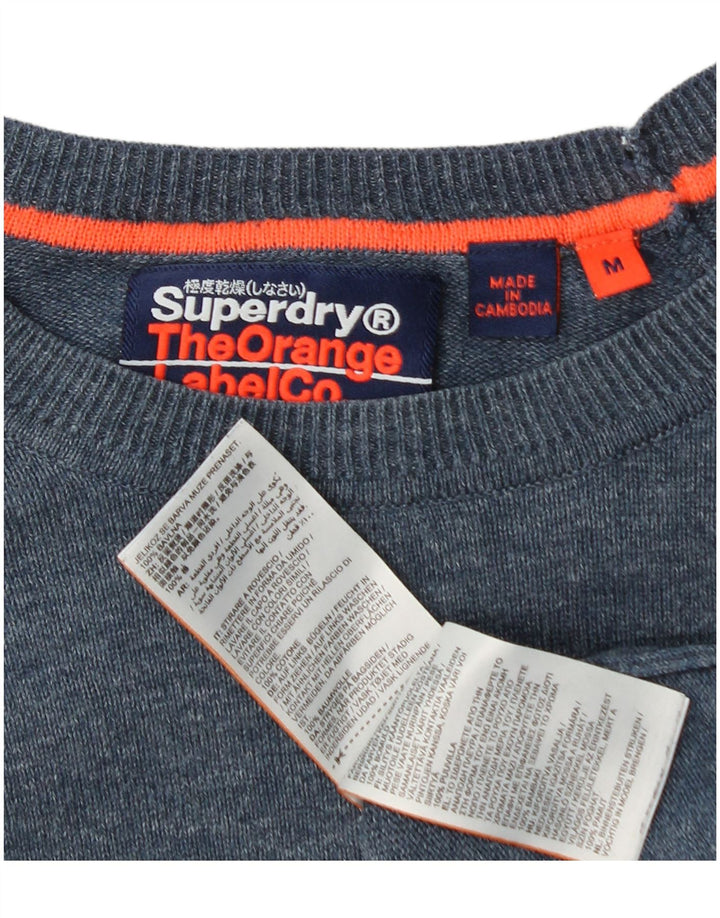 Superdry Damen-Pullover mit U-Boot-Ausschnitt, UK 14, mittelblaue Baumwolle
