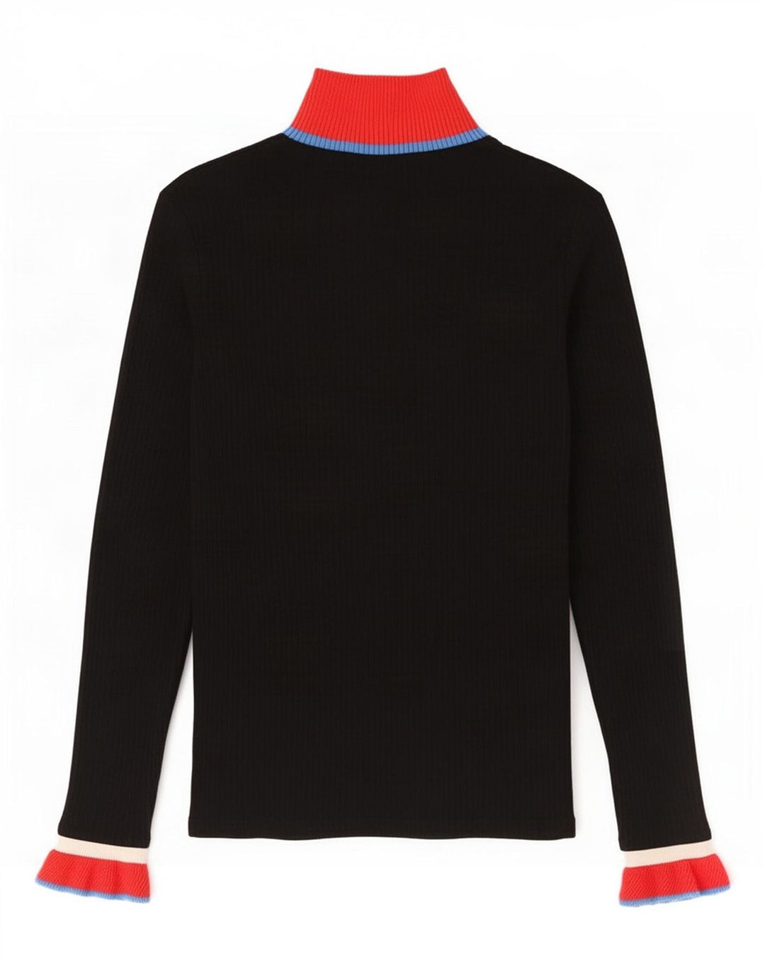 Zara Damen Top Langarm UK 12 Medium Schwarz Colourblock Viskose
