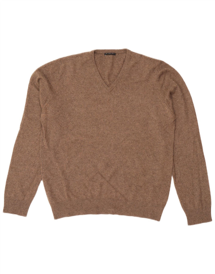 Sisley Damen-Pullover mit V-Ausschnitt, Gr. 18, XL, Braun