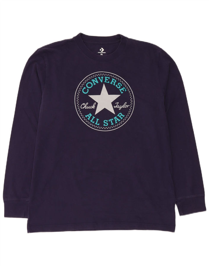 Converse Herren Graphic Top Langarm XL Marineblau Baumwolle