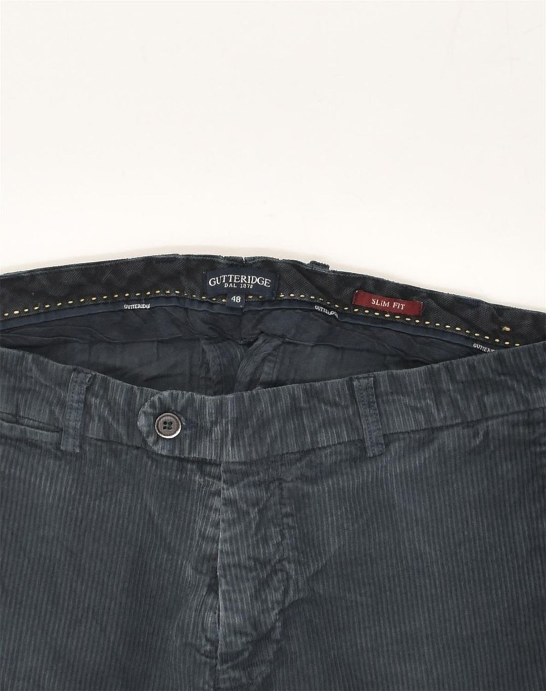 GUTTERIDGE Slim-Fit-Cordhose für Herren, Gr. 48, Mittel W32 L30, Marineblau
