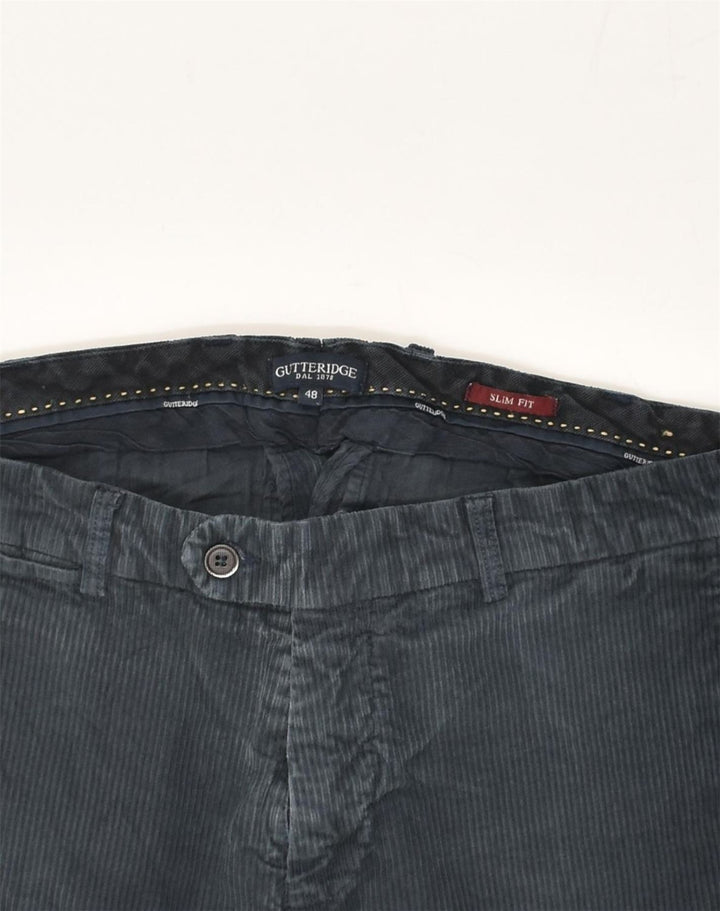 GUTTERIDGE Slim-Fit-Cordhose für Herren, Gr. 48, Mittel W32 L30, Marineblau