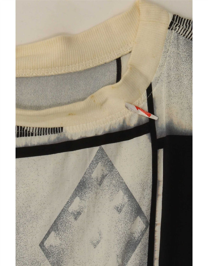 Vintage Herren Kurzarm-Pullover-Shirt, groß, grau, geometrisch