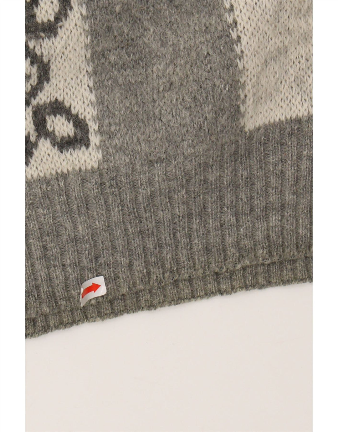 VINTAGE Mens Crew Neck Jumper Sweater Large Grey Fair Isle