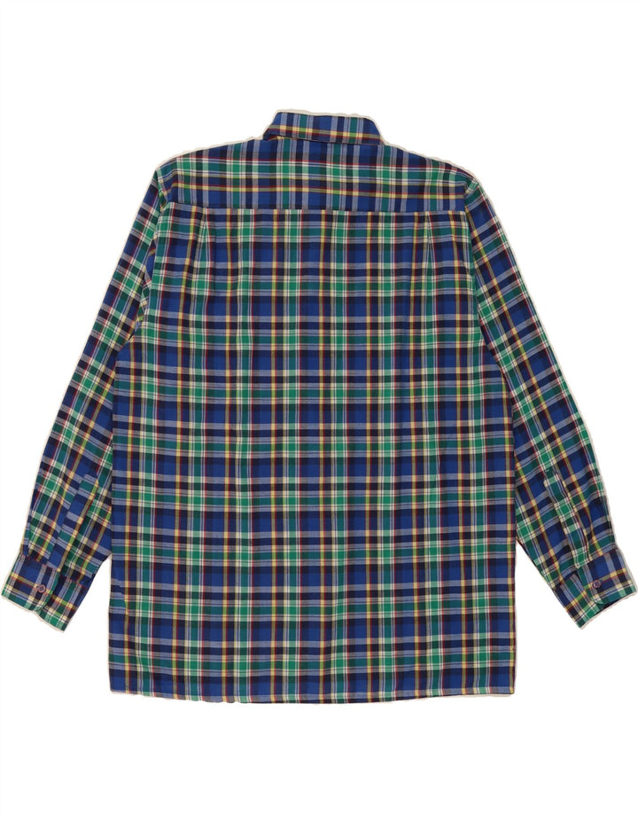 VINTAGE Mens Shirt Large Navy Blue Check Polyester Vintage Vintage and Second-Hand Vintage from Messina Hembry 