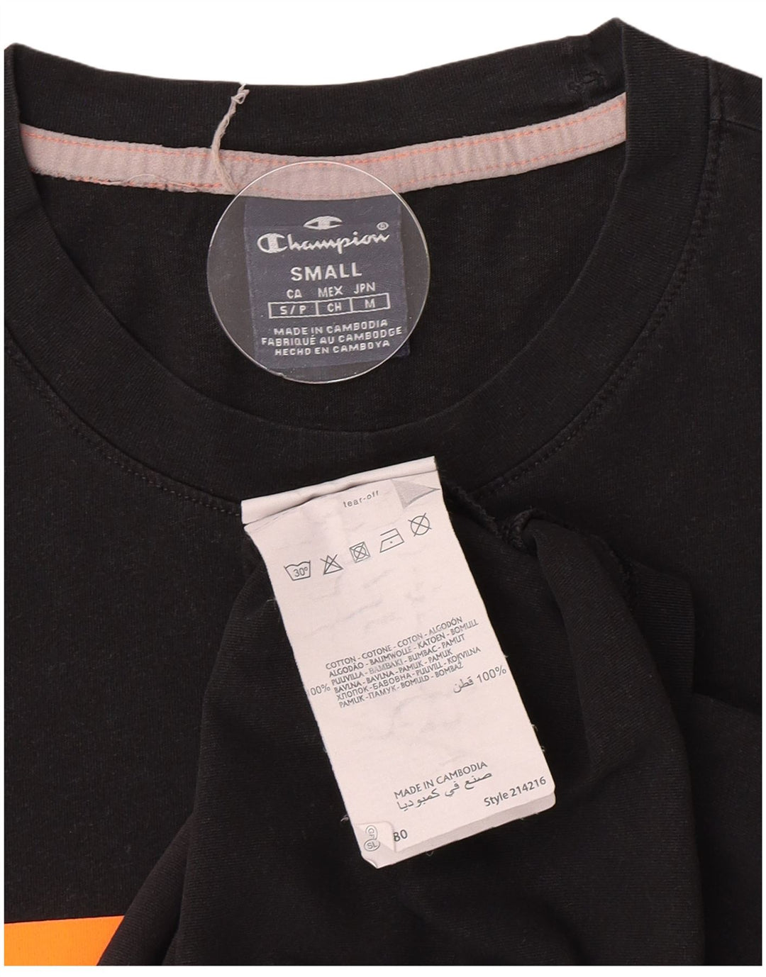 Champion Herren T-Shirt Top Small Schwarz Colourblock Baumwolle