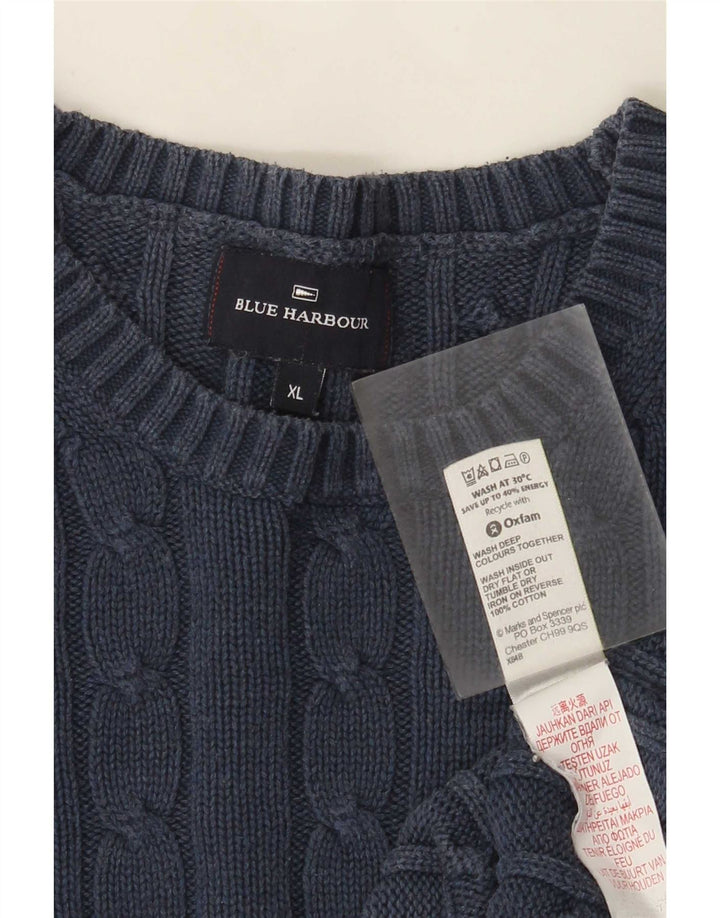 Marks & Spencer Herren Blue Harbor Rundhalspullover Pullover XL Marineblau