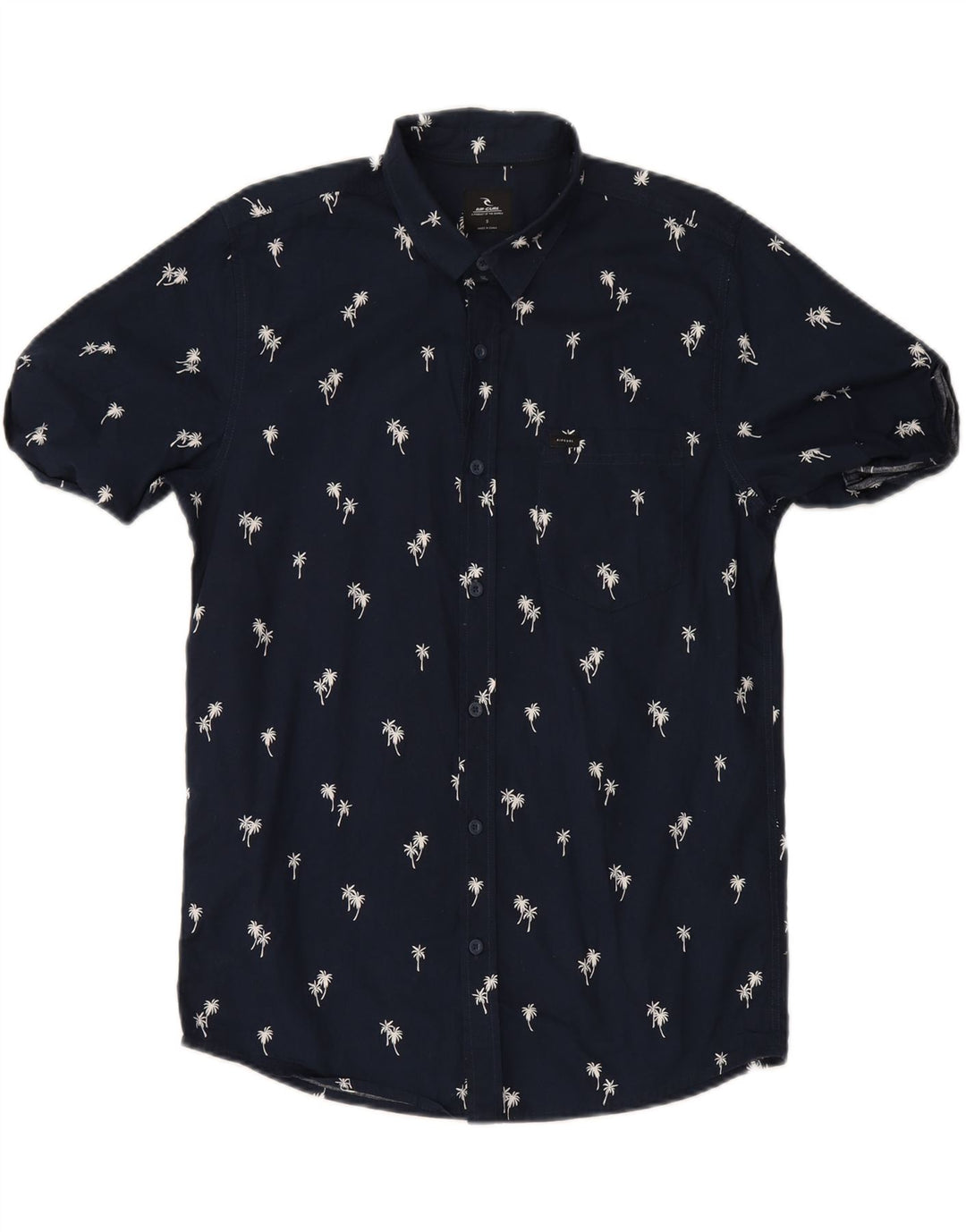 RIP CURL Mens Abstract Pattern Short Sleeve Shirt Small Navy Blue Cotton Vintage Rip Curl and Second-Hand Rip Curl from Messina Hembry 