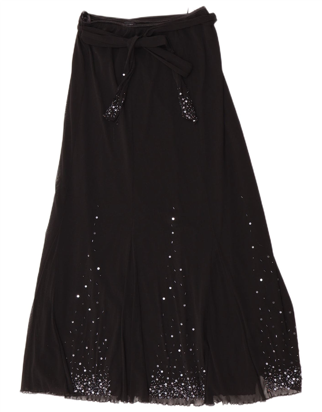 Per Una Damen Normaler Maxirock UK 12 Medium W28 Schwarz Polyamid