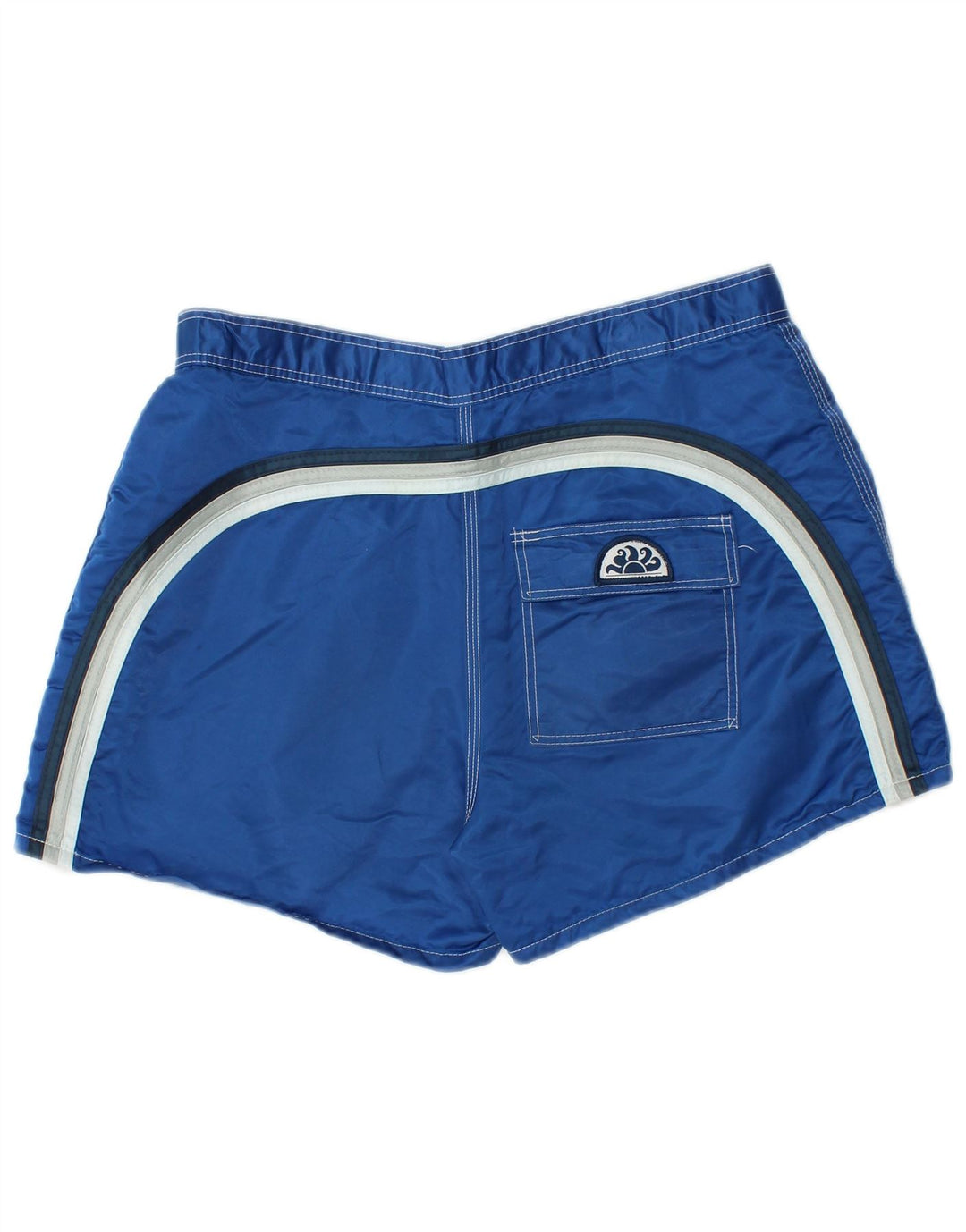 Sundek Herren-Badeshorts aus mittelblau gestreiftem Nylon