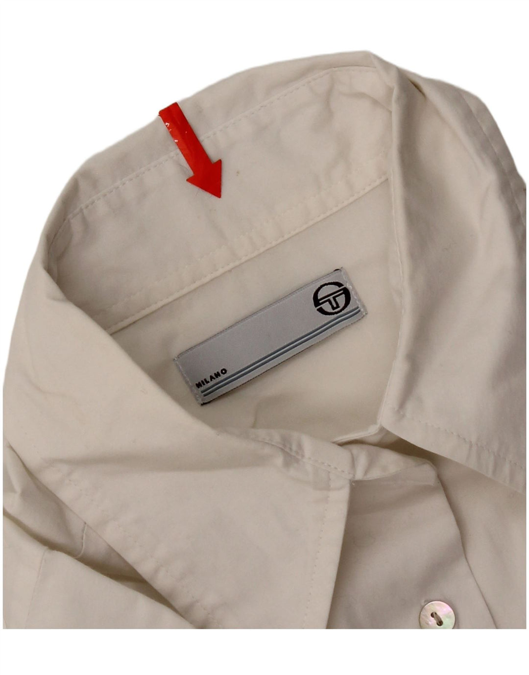 Sergio Tacchini Damenhemd UK 14 Große weiße Baumwolle