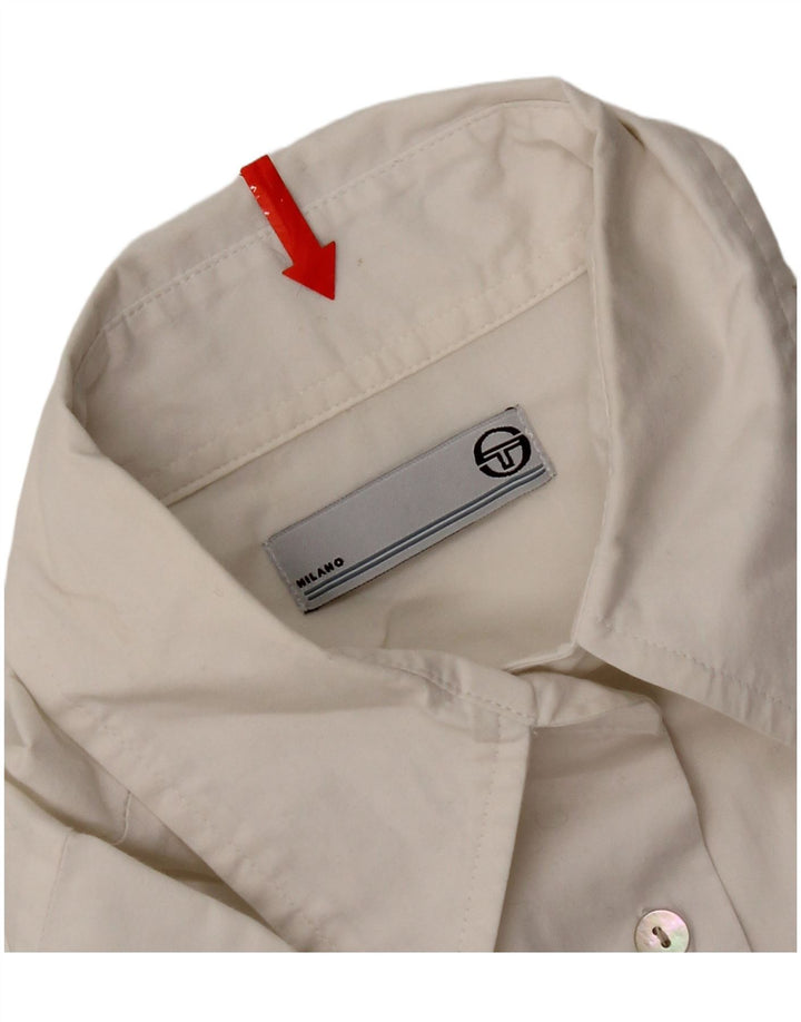 Sergio Tacchini Damenhemd UK 14 Große weiße Baumwolle