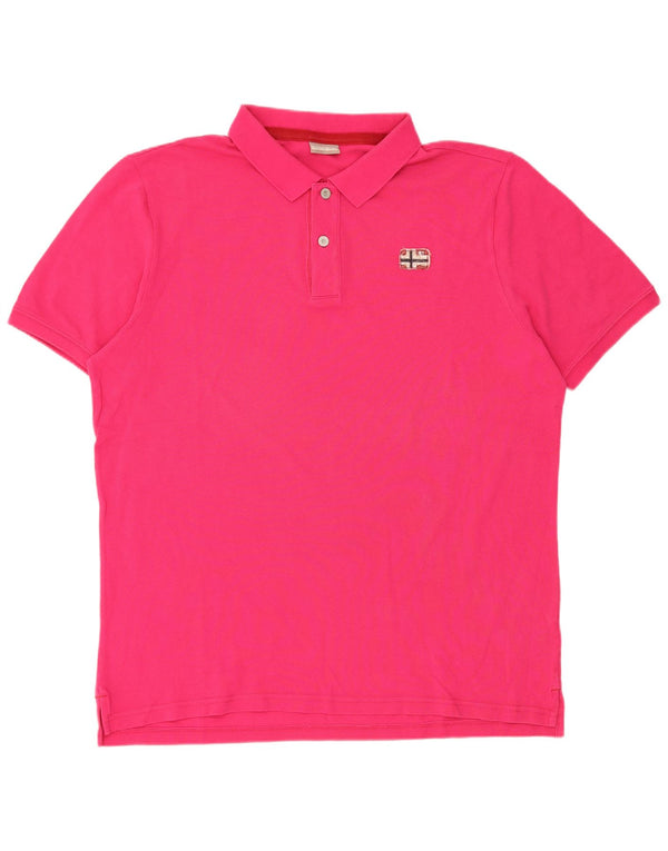 Napapijri Herren Poloshirt 2XL Rosa Baumwolle