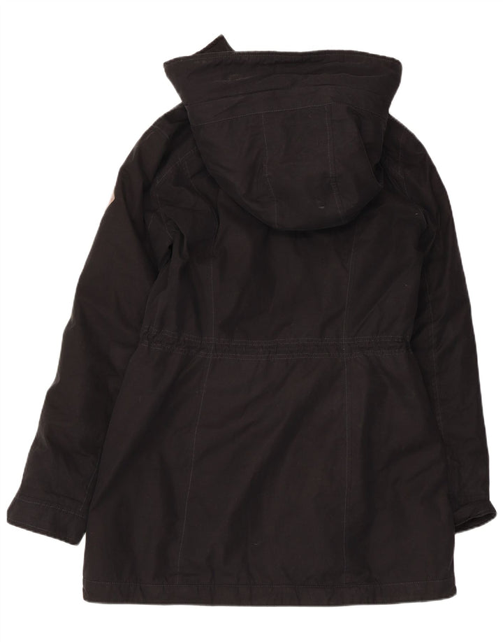 HOLLISTER Parka-Jacke mit Kapuze für Damen, UK 14, Mittelschwarzes Polyester