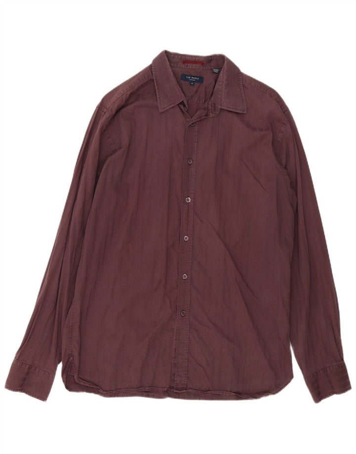TED BAKER Herrenhemd Größe 4 Large Burgund