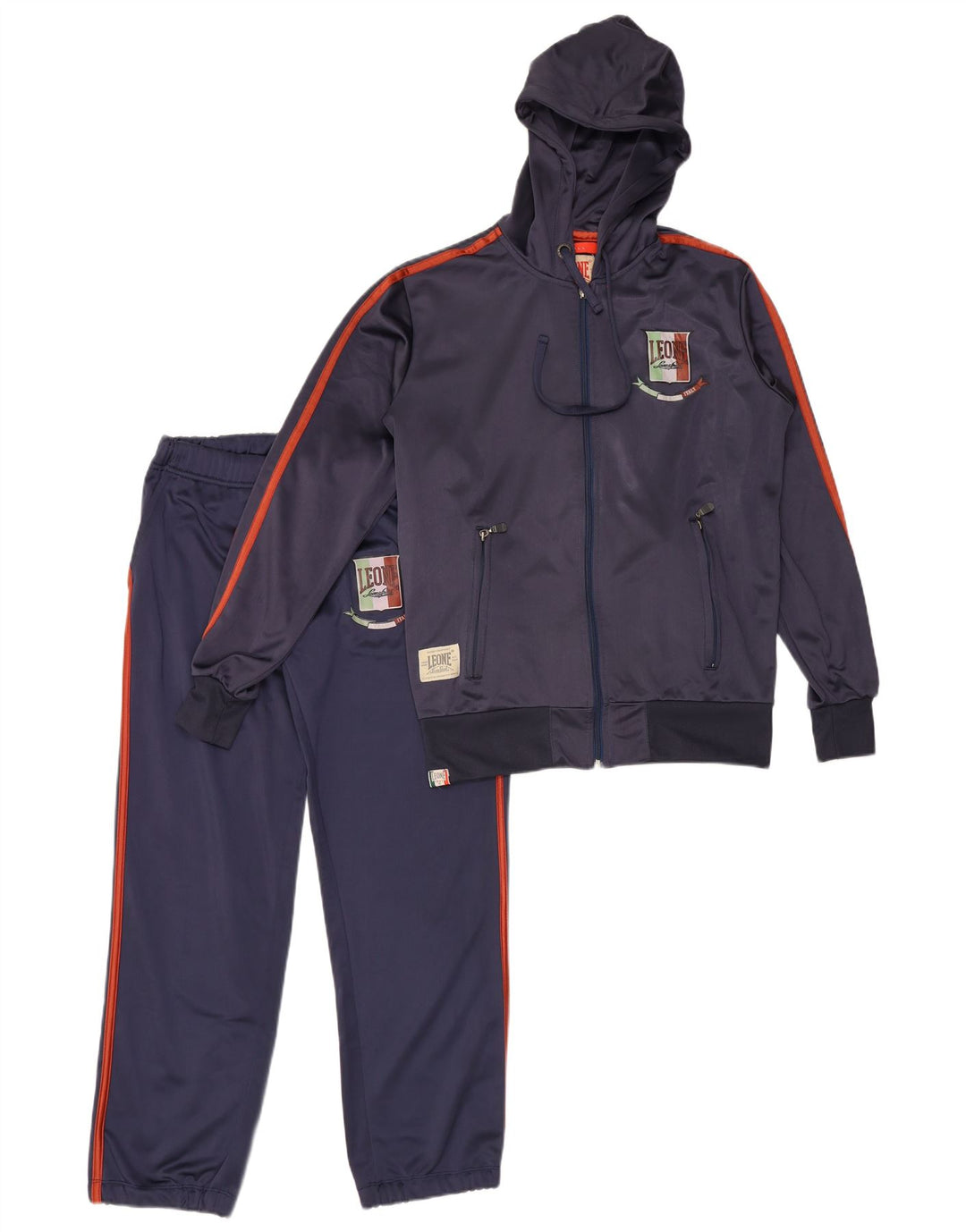 Leone Herren-Trainingsanzug mit grafischer Kapuze, klein, marineblau, Polyester