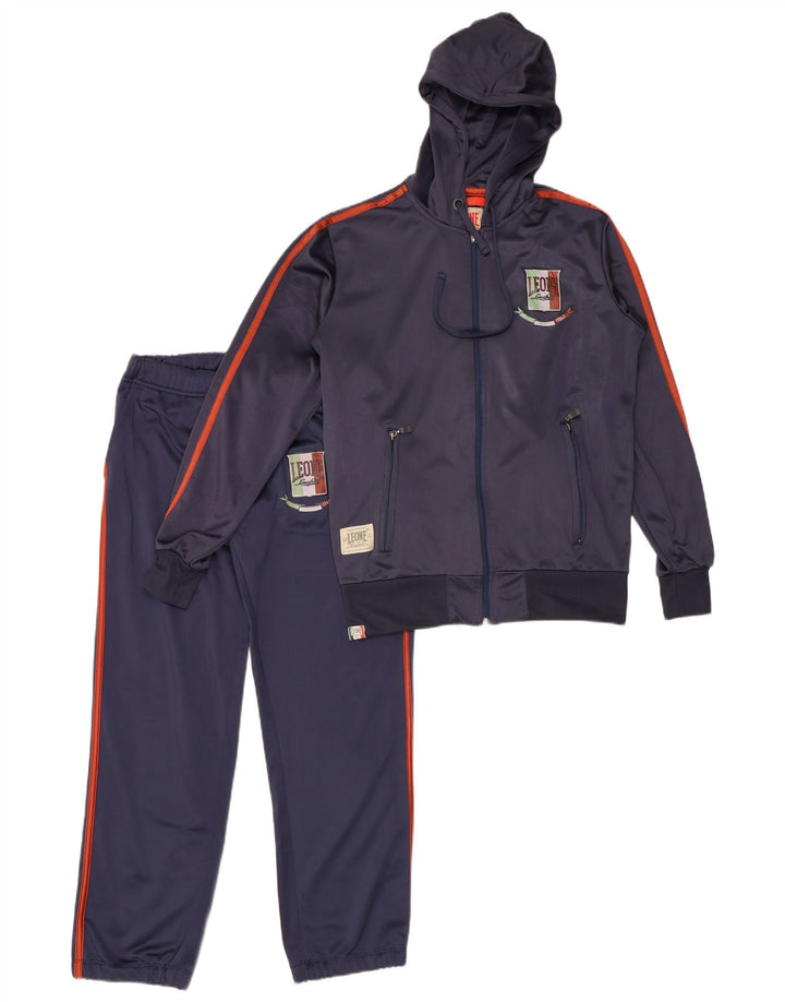 Leone Herren-Trainingsanzug mit grafischer Kapuze, klein, marineblau, Polyester