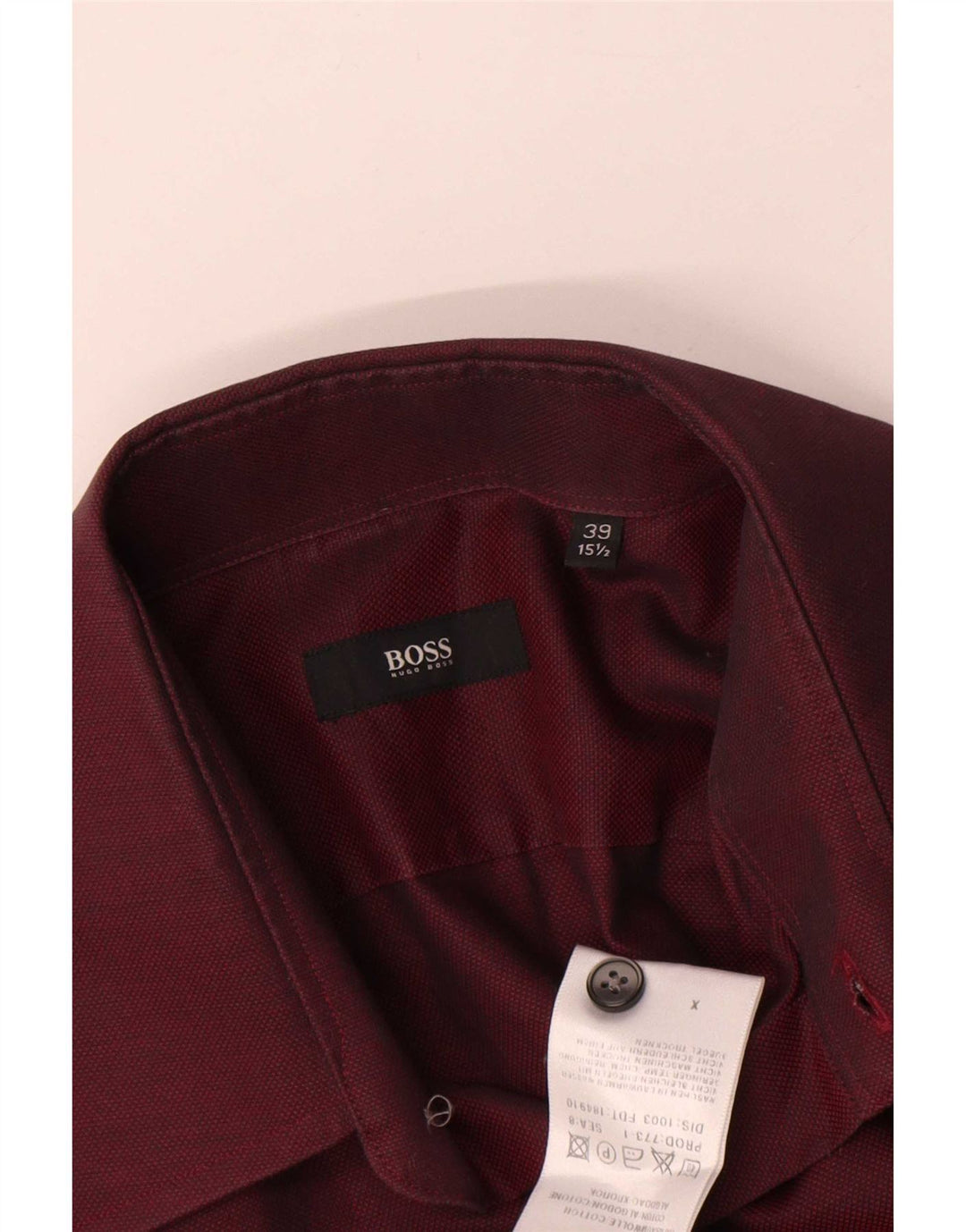 Hugo Boss Herrenhemd Größe 39 15 1/2 Medium Burgund Baumwolle