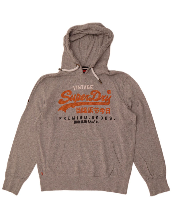 Superdry Damen-Kapuzenpullover mit Grafik, UK 20 2XL, graue Baumwolle