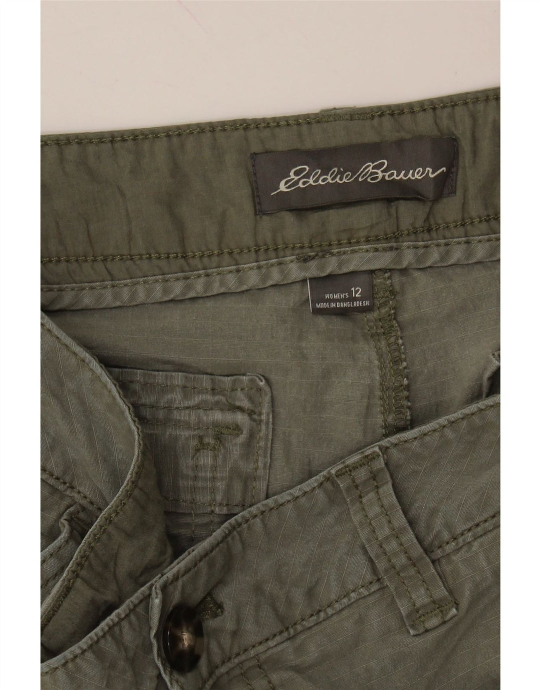 EDDIE BAUER Womens Cargo Capri Trousers US 12 Large W34 L23 Green Check Vintage Eddie Bauer and Second-Hand Eddie Bauer from Messina Hembry 