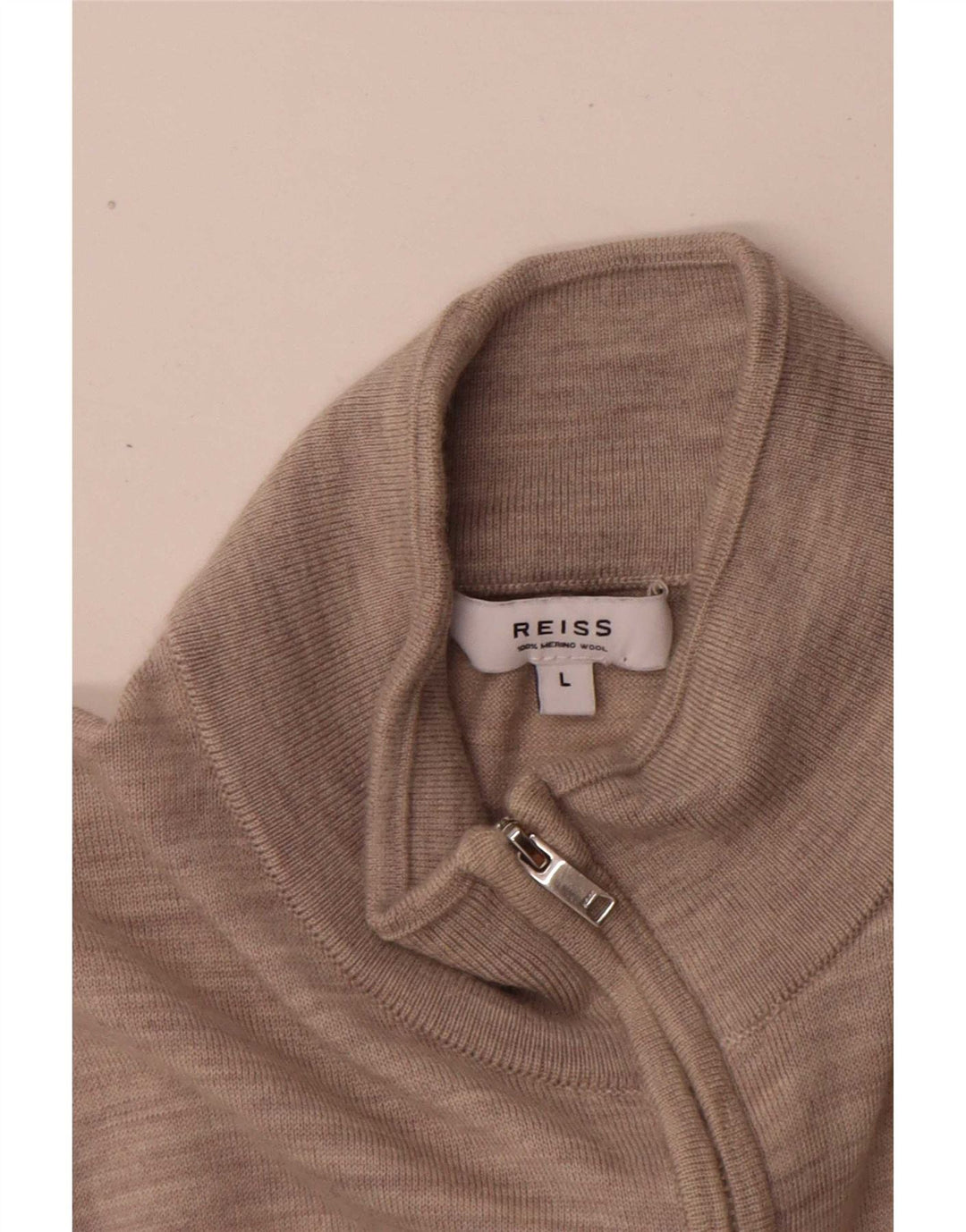 Reiss Herren-Pullover mit Reißverschluss am Hals, große grau gesprenkelte Wolle