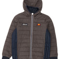 Ellesse Wattierte Jacke mit Kapuze für Jungen, 12–13 Jahre, graues Colourblock-Nylon