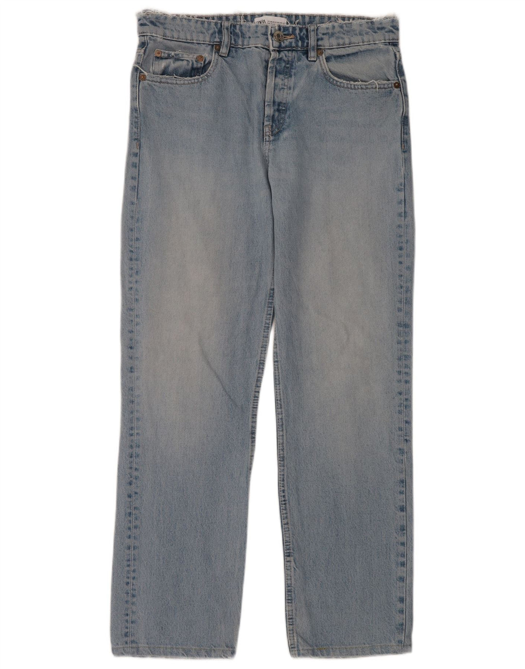 Zara Damen Straight Jeans EU 40 Medium W30 L30 Blau