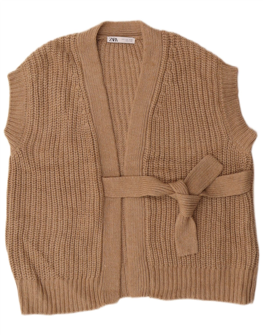 ZARA Damen-Strickjacke, übergroß, ärmellos, Gr. 10, Größe S, Braun