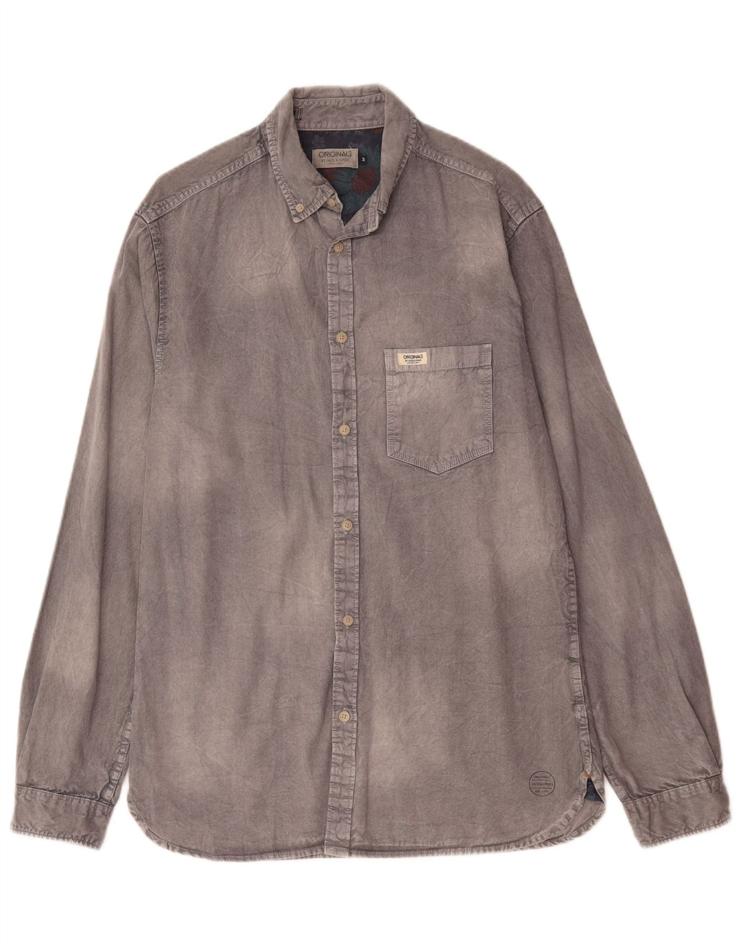Jack & Jones Herrenhemd aus mittelgrauer Baumwolle