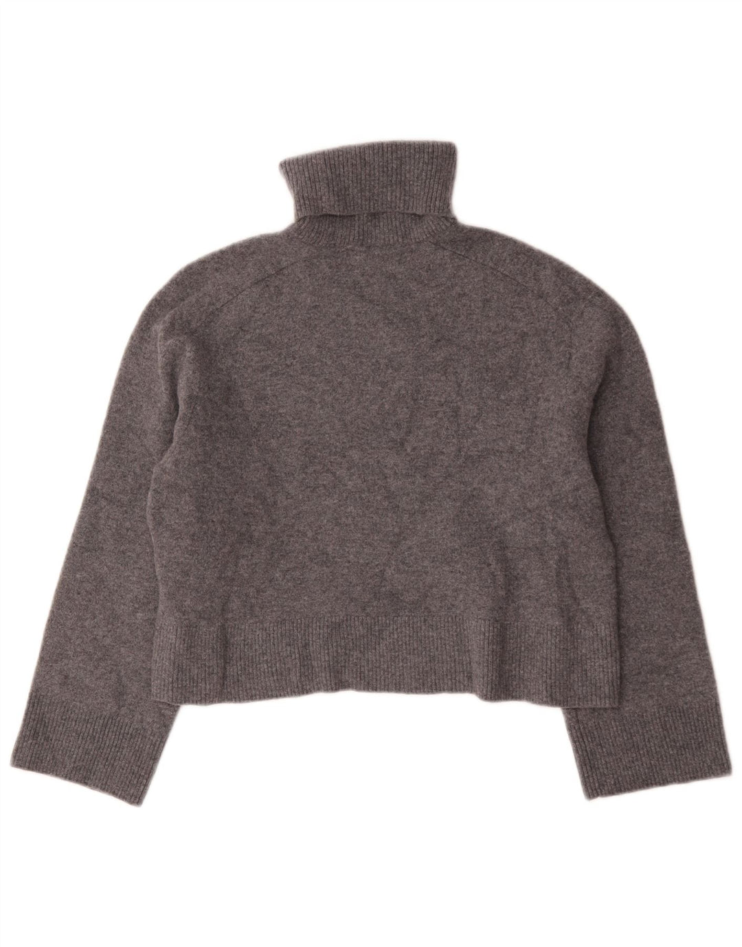 Zara Damen Crop Oversized Rollkragenpullover Pullover UK 10 Small Graue Wolle