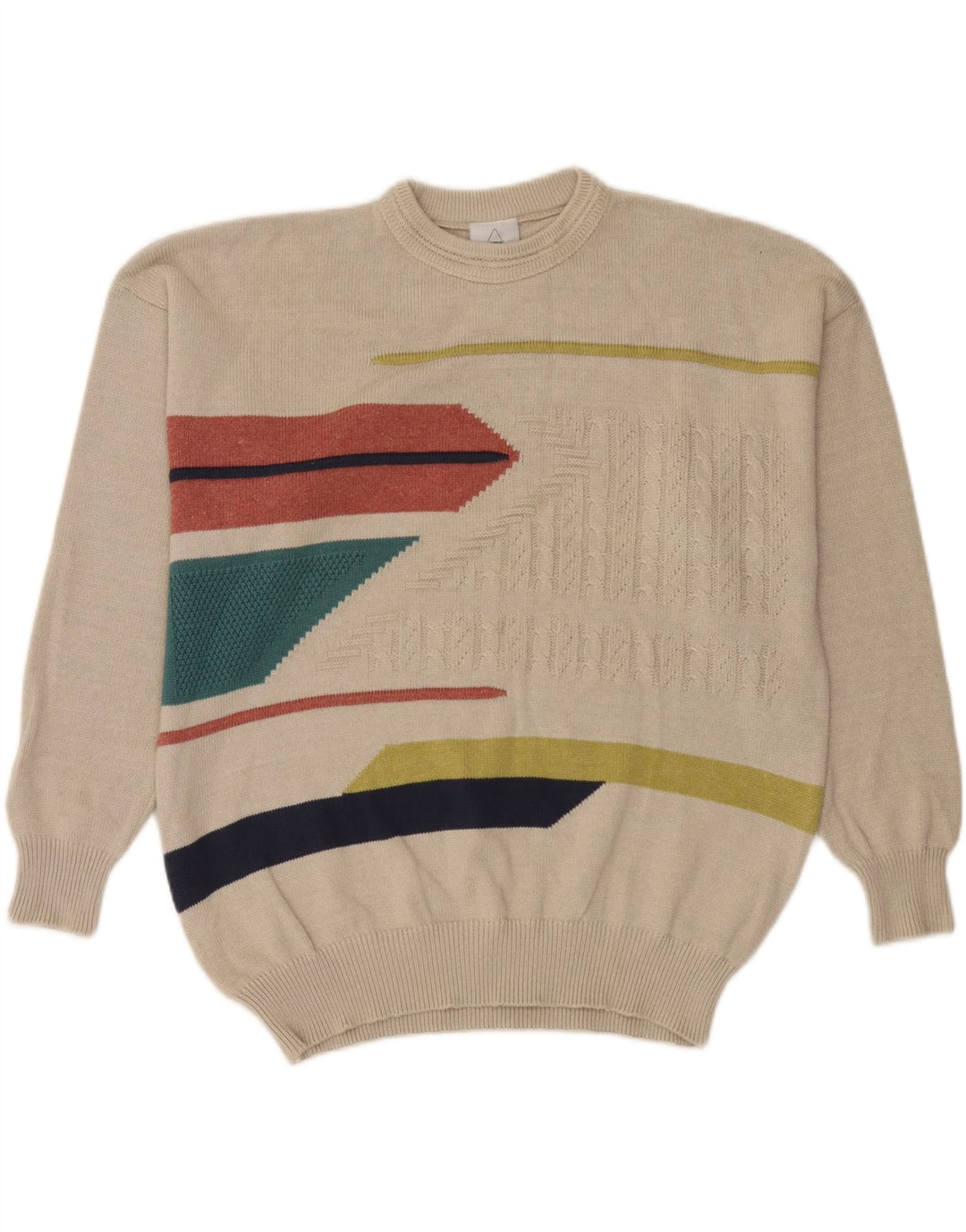 Neuer Fast Herren-Pullover mit Rundhalsausschnitt XL Beige Geometrisch