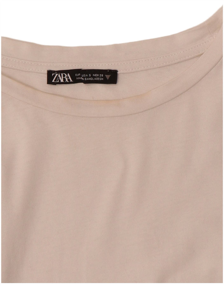 Zara Damen T-Shirt Top UK 10 Small Weiß