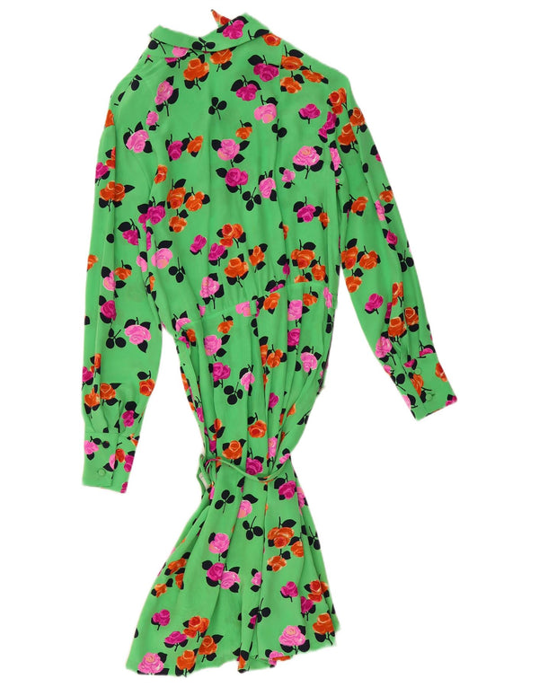 Vintage Damen Langarm-Hemdkleid UK 10 Small Green Floral