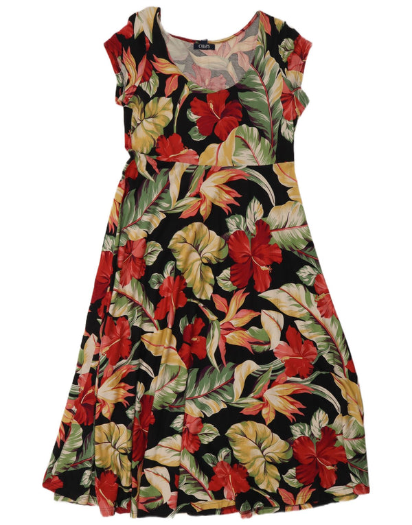 Chaps Petite A-Linien-Kleid für Damen, UK 18, XL, Schwarz, Blumenmuster, Baumwolle