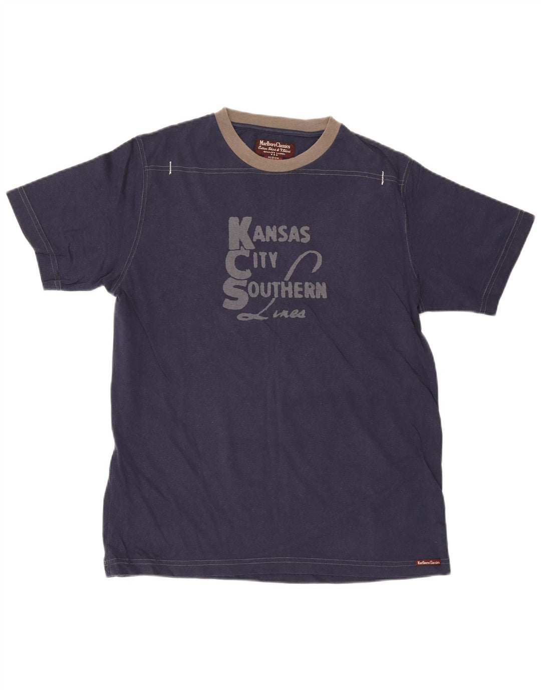 Marlboro Classics Herren-T-Shirt mit Grafik, mittlere Marineblau-Baumwolle