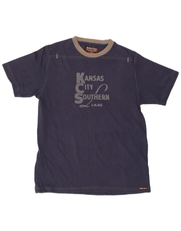 Marlboro Classics Herren-T-Shirt mit Grafik, mittlere Marineblau-Baumwolle