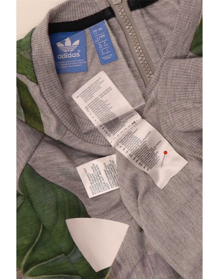Adidas Womens Graphic Oversized Sweatshirt Pullover UK 12 Mittelgrau geblümt