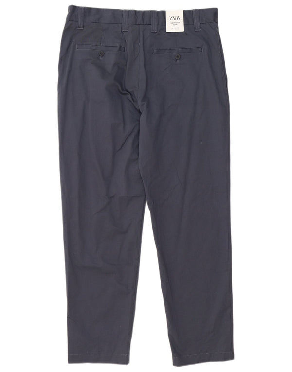 Zara Herren Comfort Fit Slim Chino Hose EU 42 Large W32 L28 Marineblau