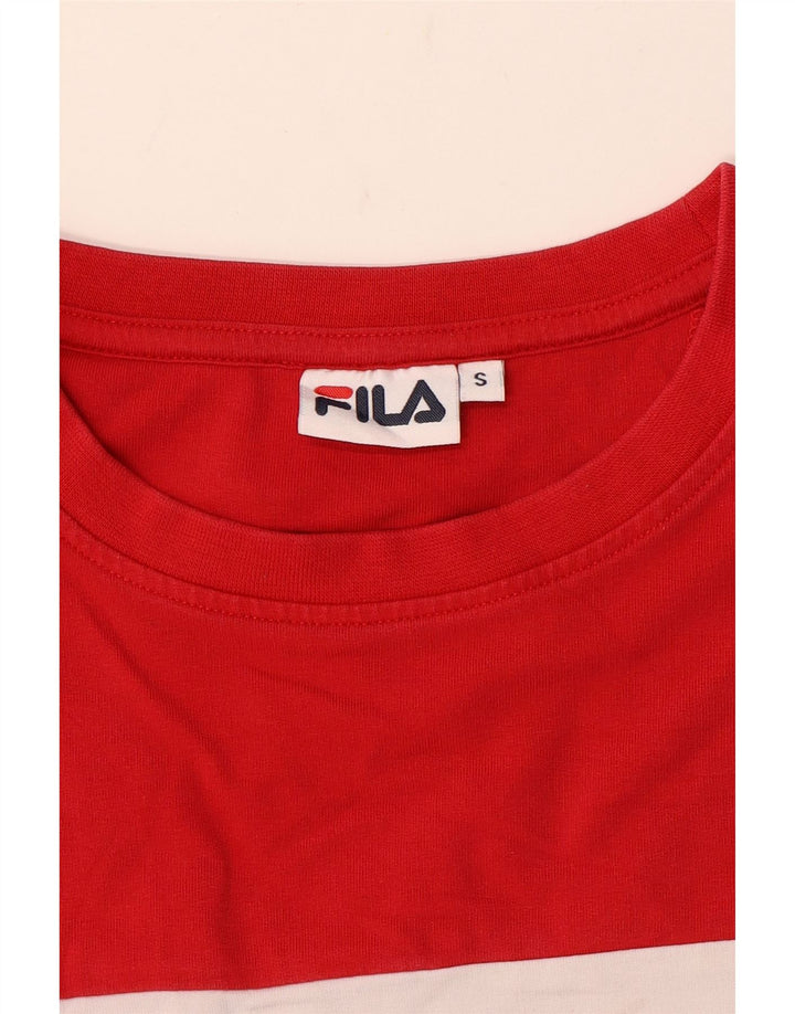 Fila Damen Grafik-Sweatshirtpullover UK 10 Small Rot Farbblock