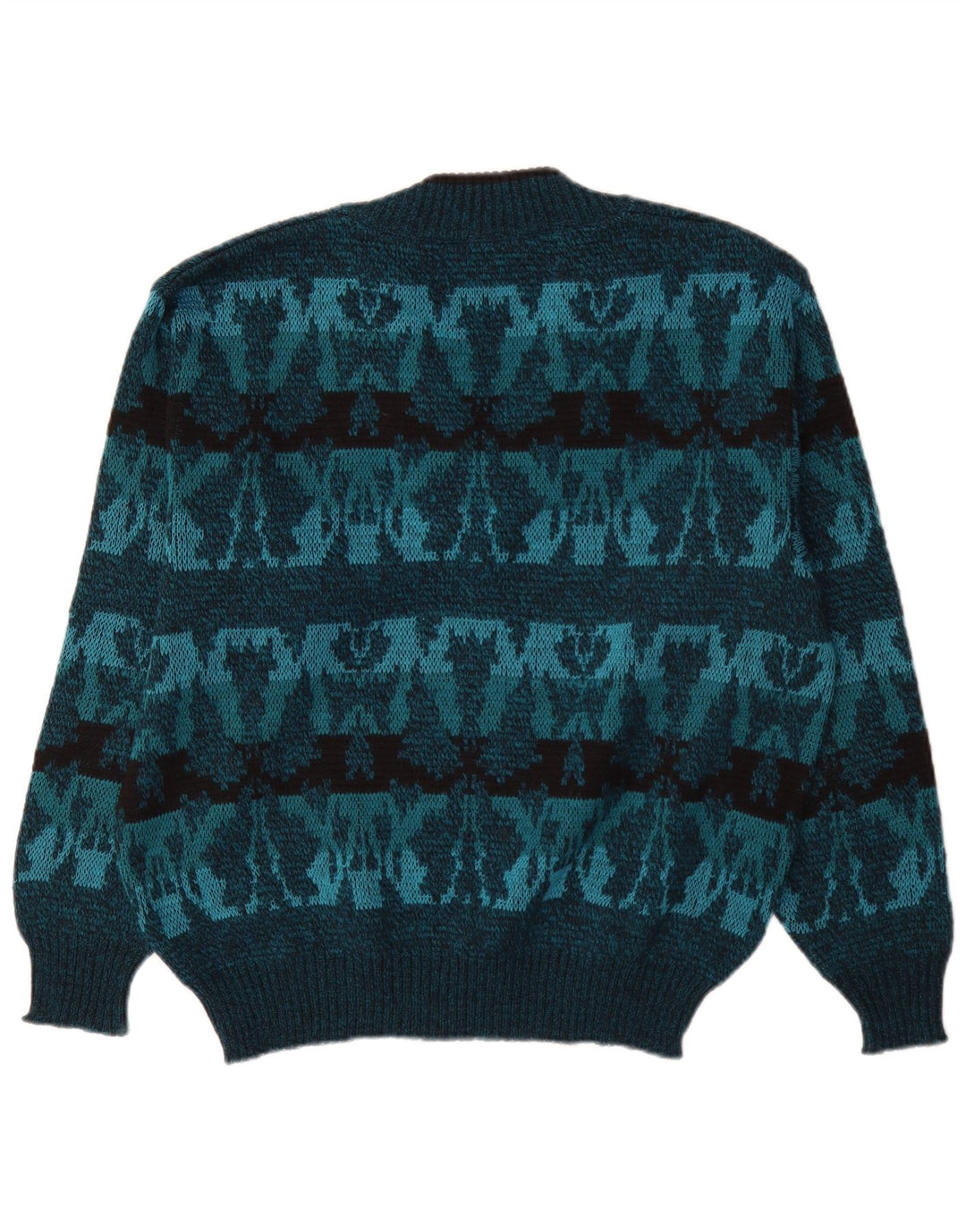 Vintage Herren Pullover mit V-Ausschnitt IT 50 Mittelblau Fair Isle