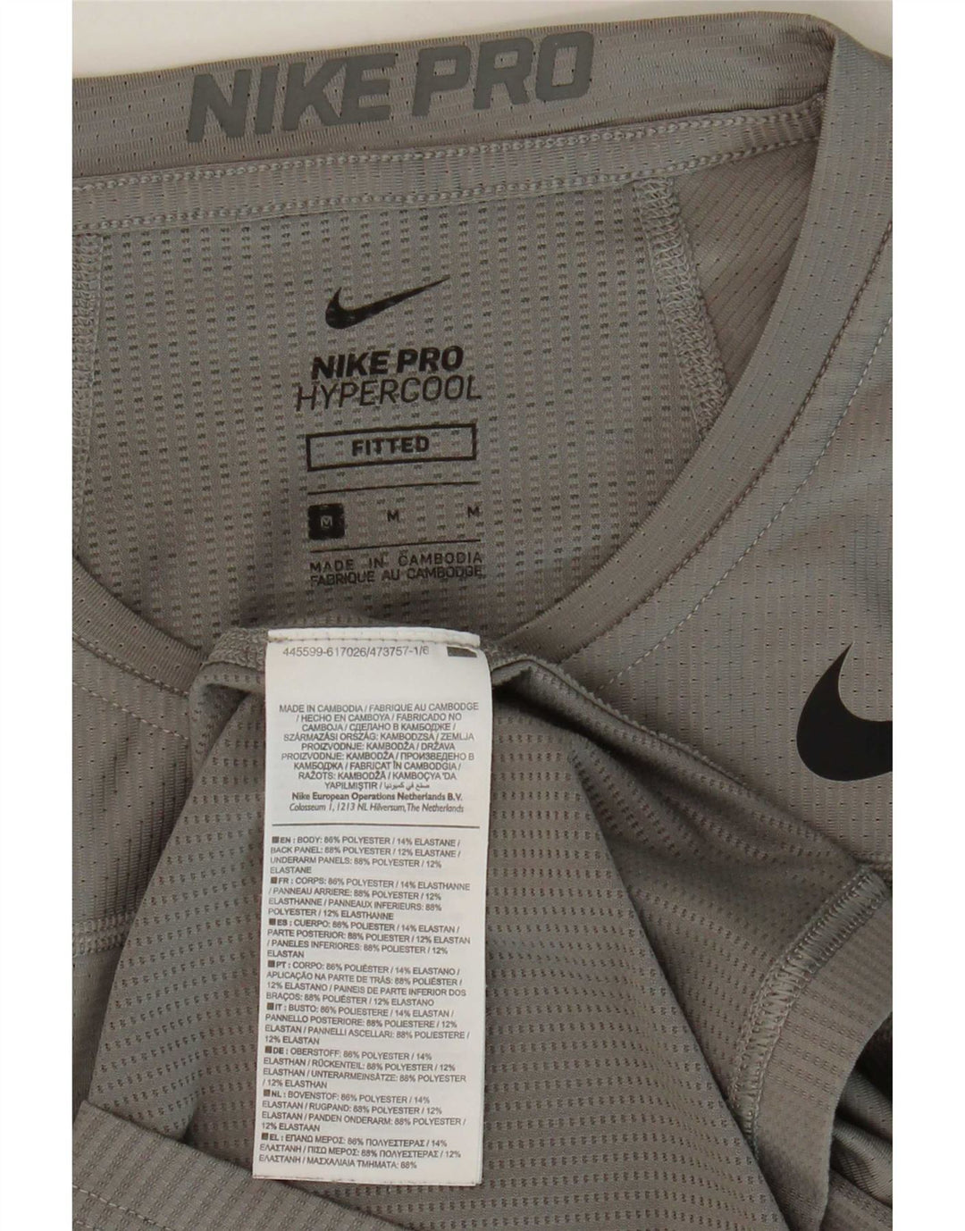 Nike Tailliertes Herren-T-Shirt-Oberteil aus mittelgrauem Polyester