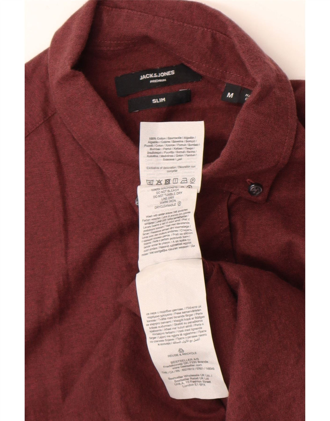 Jack & Jones Herren-Slim-Fit-Hemd aus mittlerer burgunderroter Baumwolle