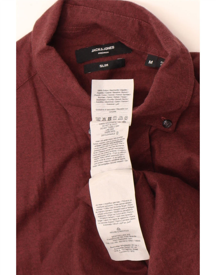 Jack & Jones Herren-Slim-Fit-Hemd aus mittlerer burgunderroter Baumwolle