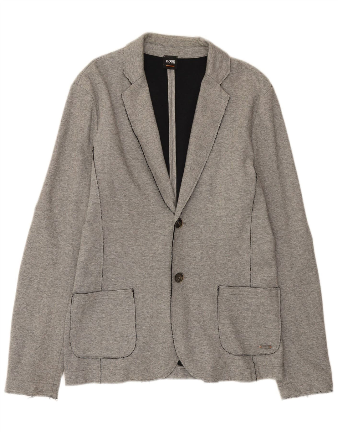 Hugo Boss Herren-Blazer mit 2 Knöpfen, UK 40, große graue Baumwolle