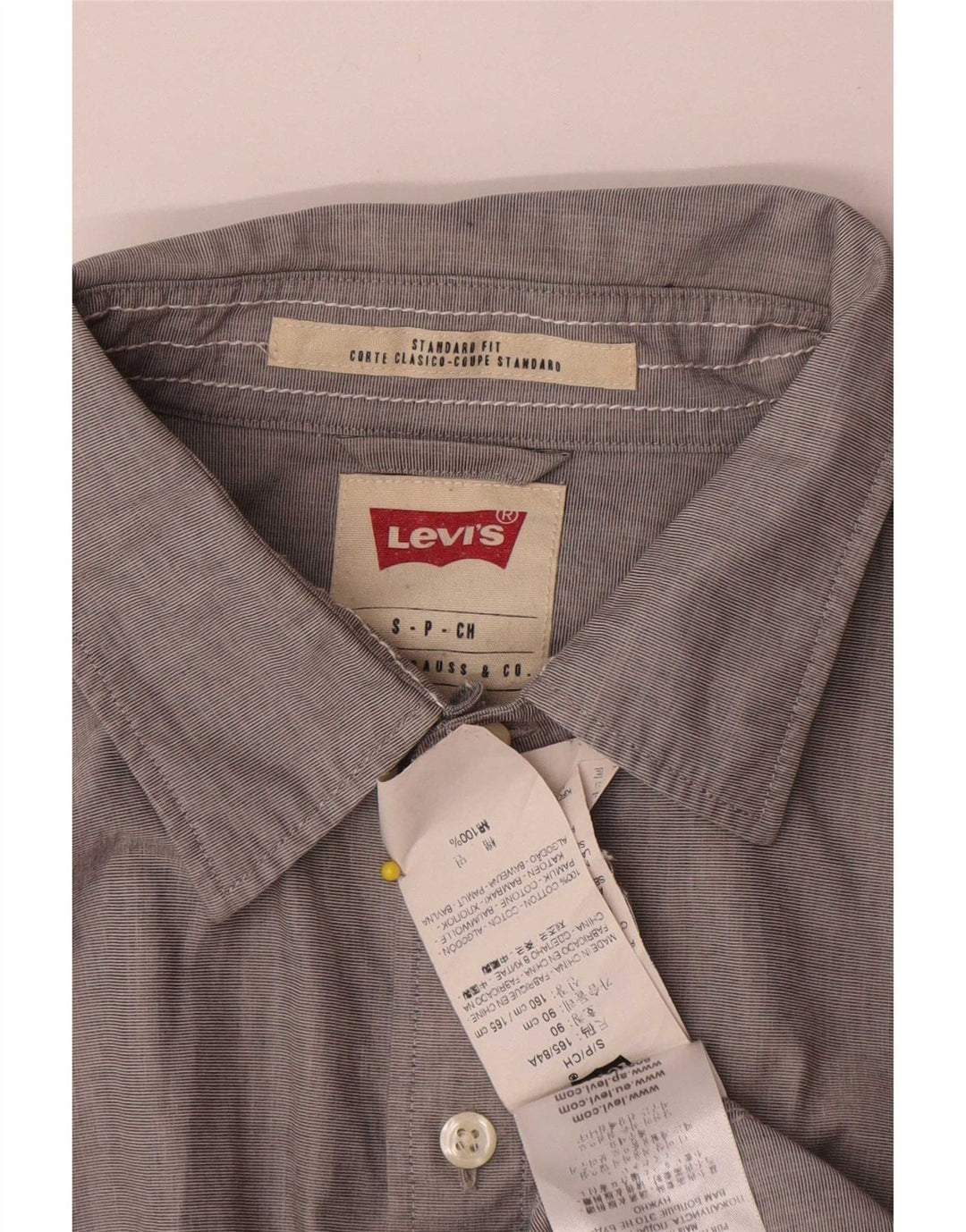 Levi's Herren-Hemd in Standard-Passform, Größe S, graue Baumwolle