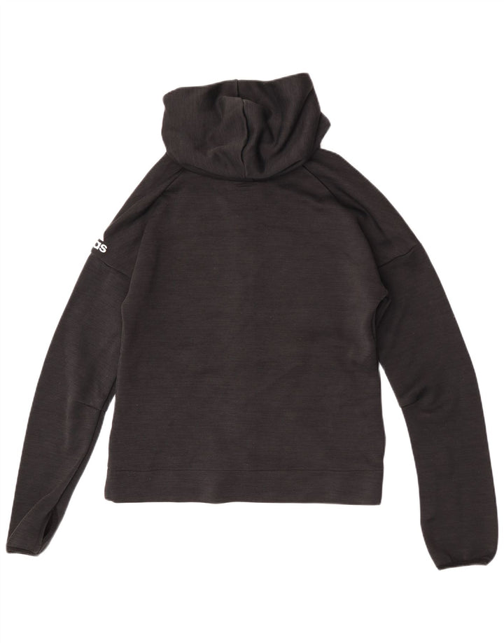 Adidas Damen Zip Hoodie Pullover UK 16 Large Schwarz Polyester