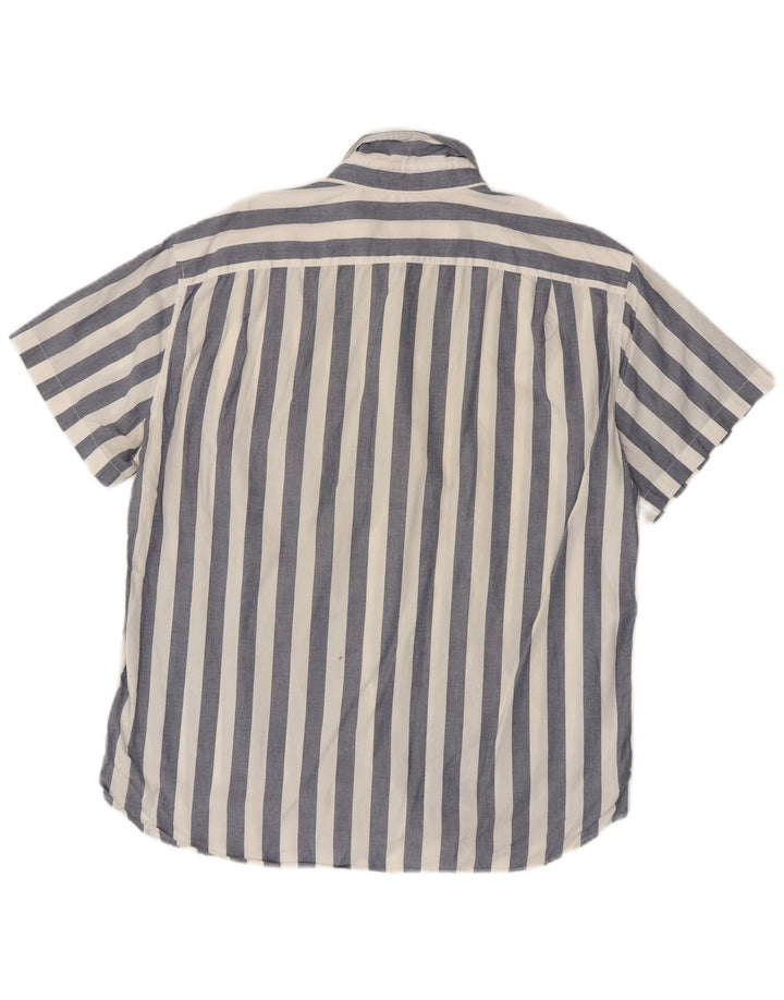 J. CREW Herren-Hemd, kurzärmelig, schmal, XL, blau gestreift, Baumwolle