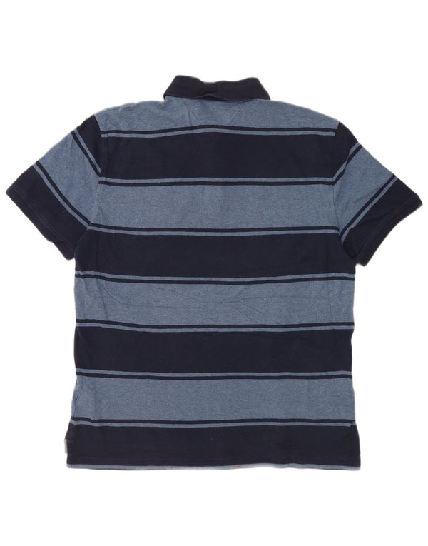 Tommy Hilfiger Herren-Poloshirt aus mittelblauer, gestreifter Baumwolle