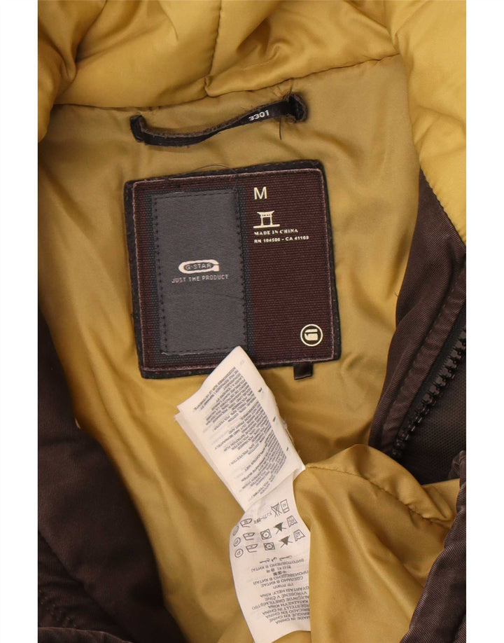 G-Star Wattierte Damenjacke mit Kapuze, UK 14, mittelbraune Baumwolle