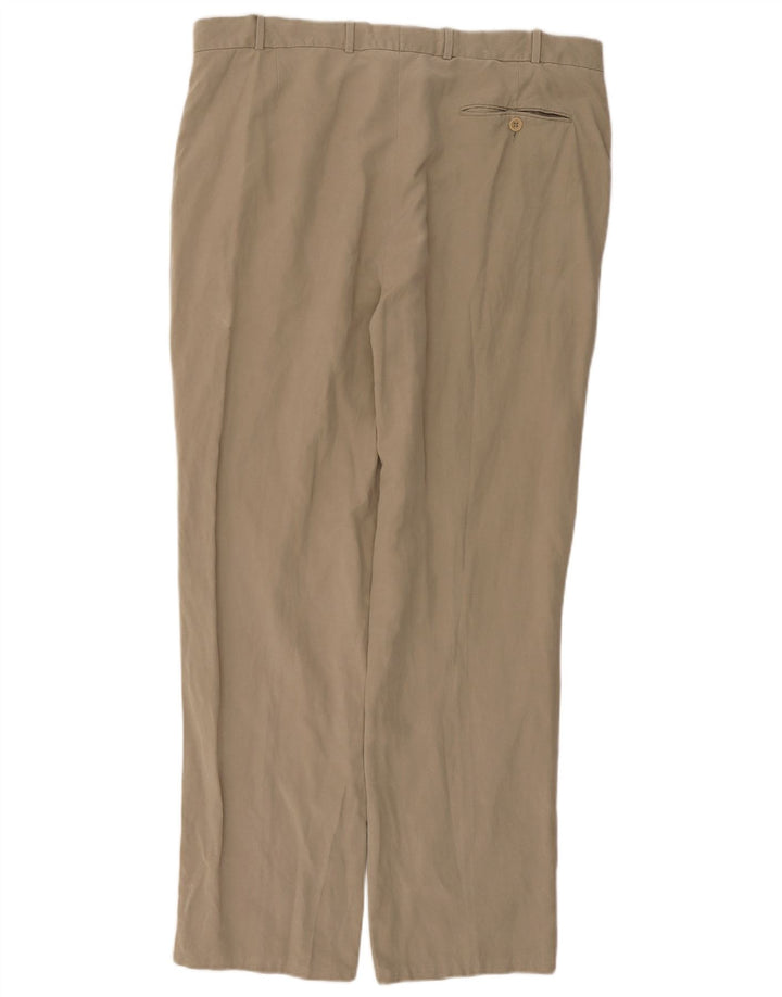 JAEGER Herren gerade Chinohose W36 L30 Khaki Lyocell